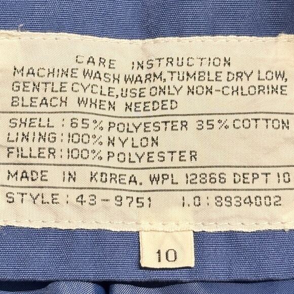 Vintage Quilted Snap Button Jacket‎ Size 10 Blue Women's Winter Coat - Picture 3 of 9